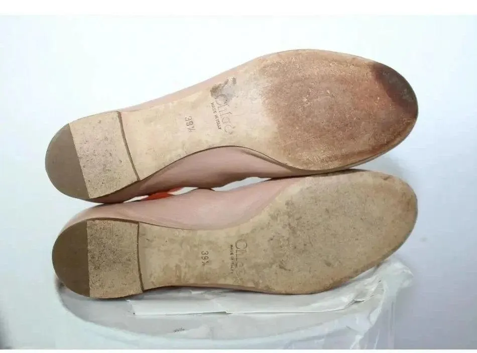 Chloe Lauren Gold Metallic Scalloped Made Italy Sz US 39.5 Sz 8.5Flats Shoes - Image 8