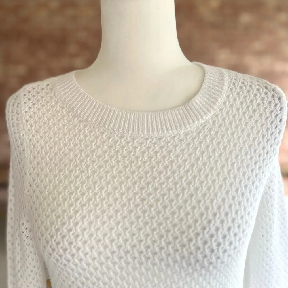 Talbots Sweater Open Knit Long Sleeve Round Neck XS Shimmer Casual Preppy Office - Image 7