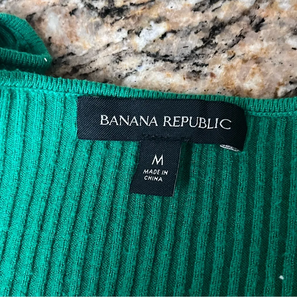 Banana Republic Kelly Green Ribbed Sweater Preppy Coastal Beach Nautical M Boho - Image 7