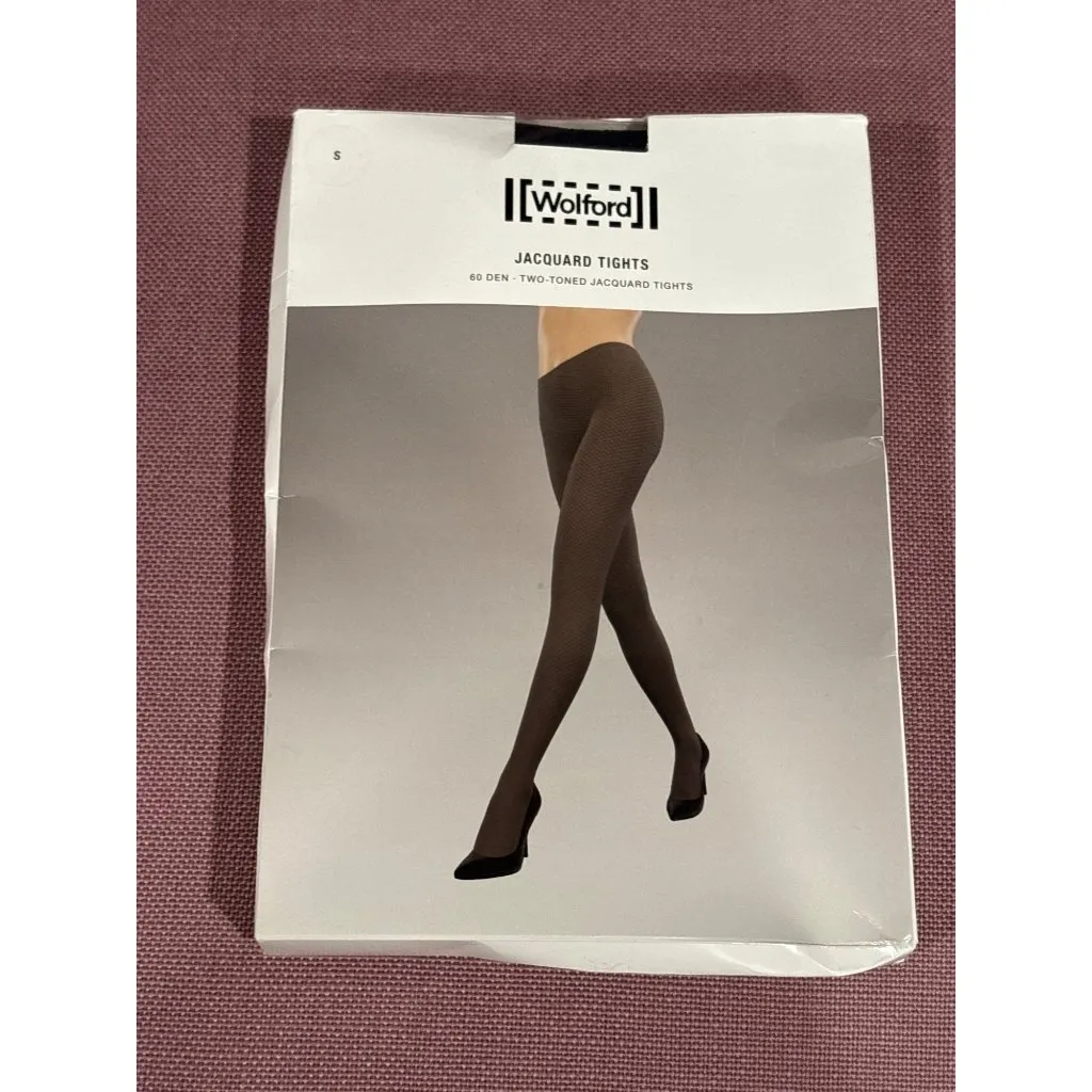 Wolford Jacquard Tights in Deep Night & Black Small New Womens Nylons Pantyhose - Image 3