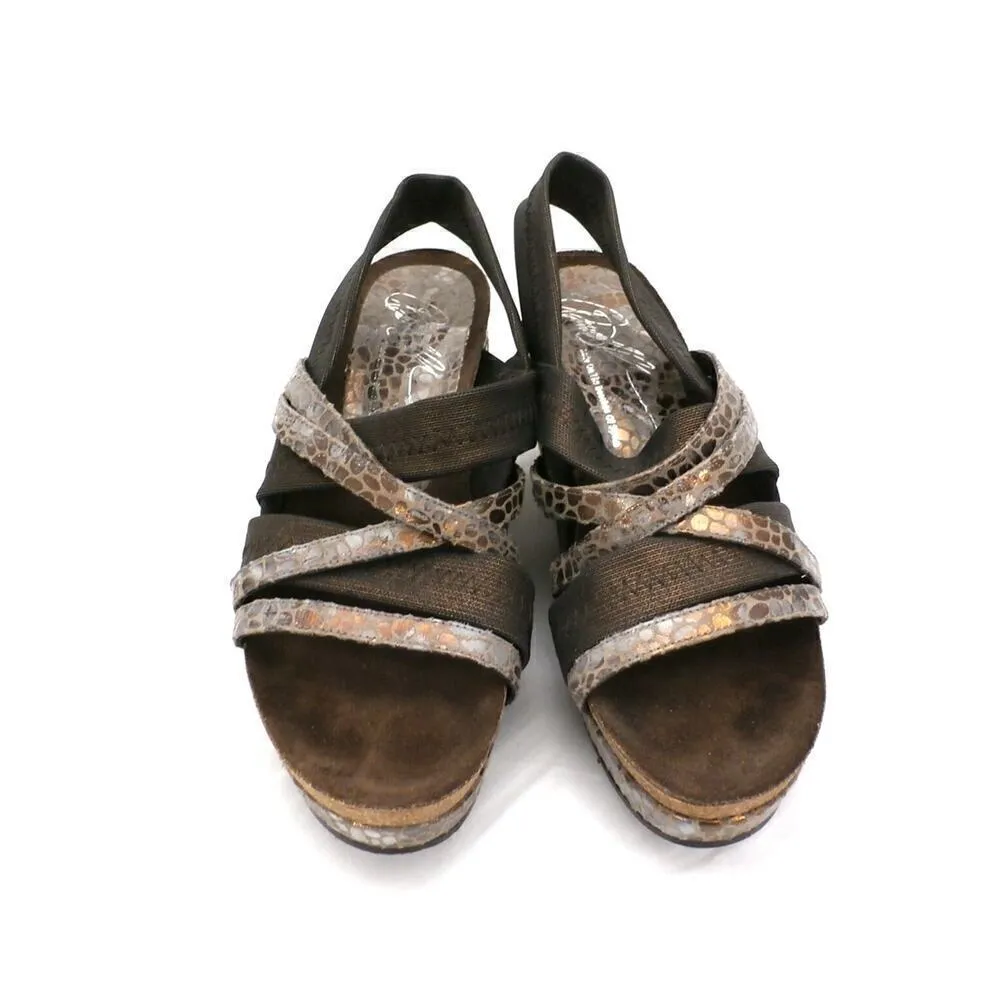 Donald J Pliner Copper Metallic Leather Wedge Sandals 8N Becky Animal Print Brown Size undefined - Image 2