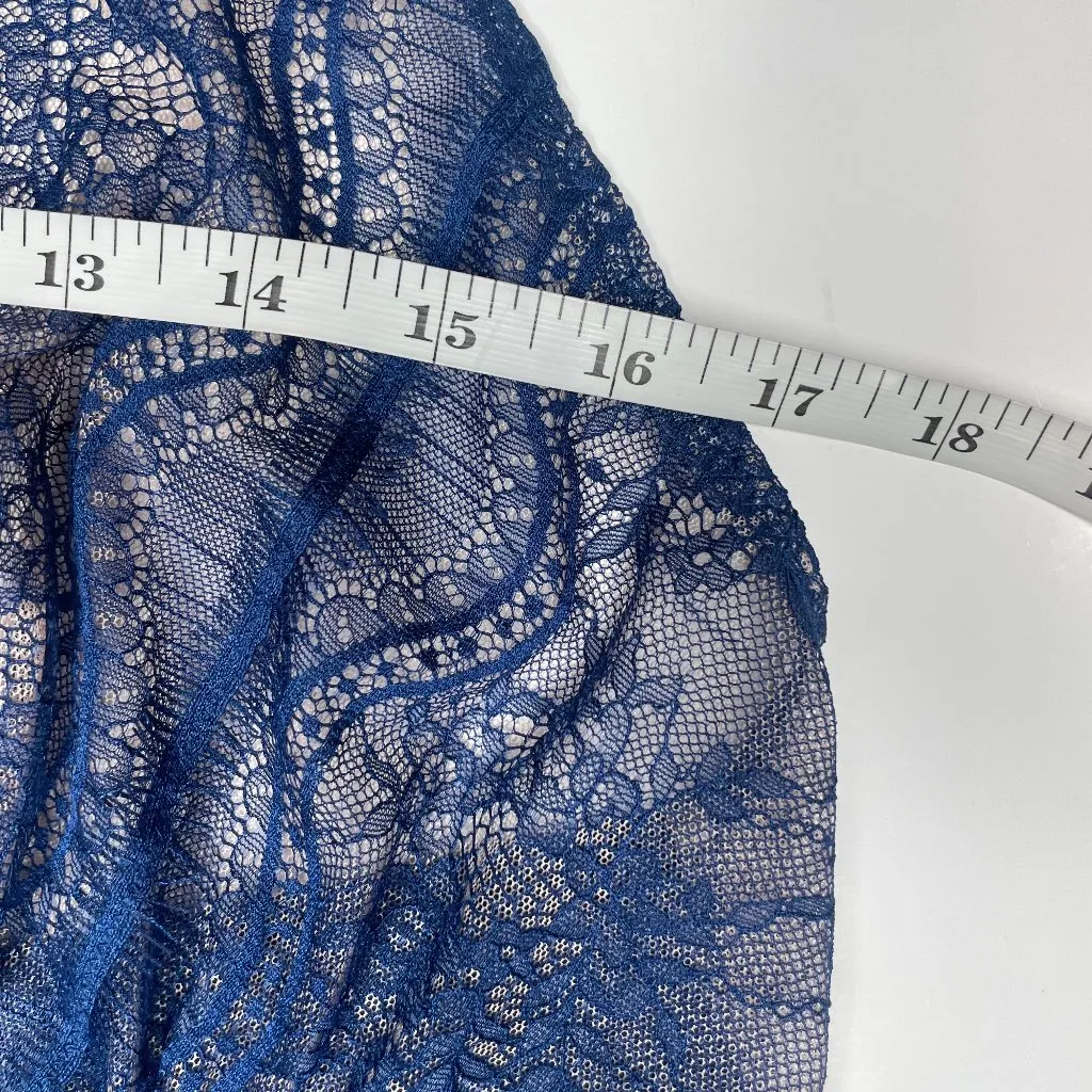 Blue Lacey Sleeveless Babydoll Chemise Lined Halter Plus 18/20 Sexy - Image 6