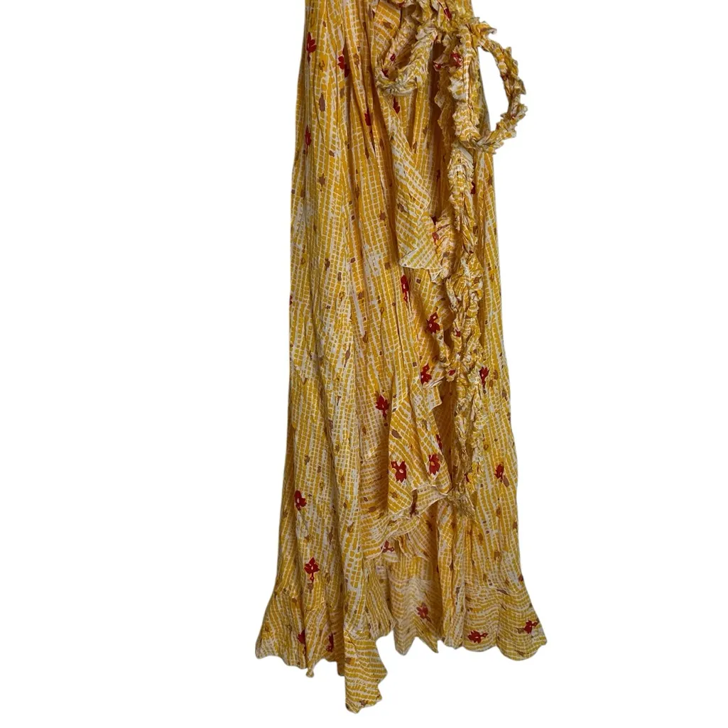 Poupette St Barth Wrap Maxi Dress Ruffle Sundress Size Small Pit - Image 8