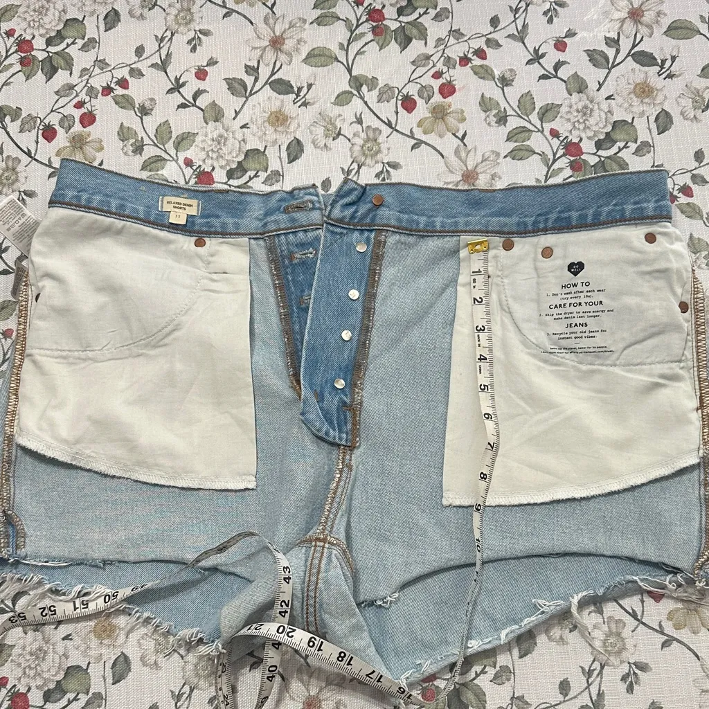 Madewell Relaxed frayed Denim cotton Shorts button fly Cedarcroft Wash Size 32 - Image 13