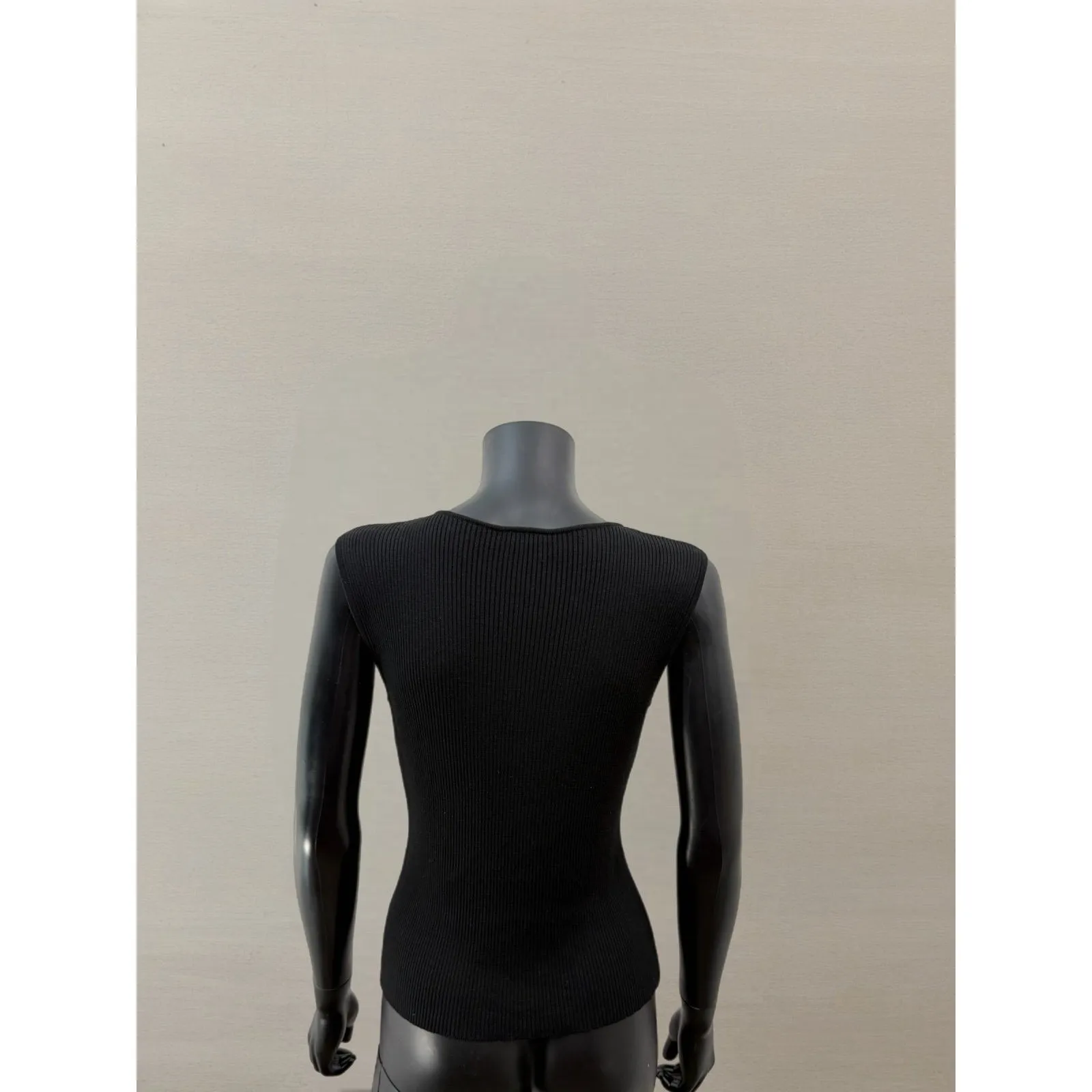 CLIO Black Ribbed Silk Cotton Sleeveless Tank Top Women's Size L Size L - Image 2