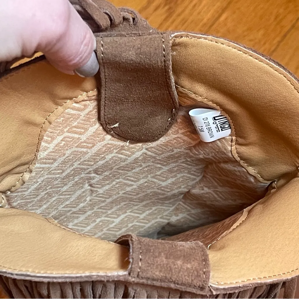 DINGO New Wild Child Suede Fringe Tall Western Boots SZ 7.5M Brown Women Cowgirl - Image 9