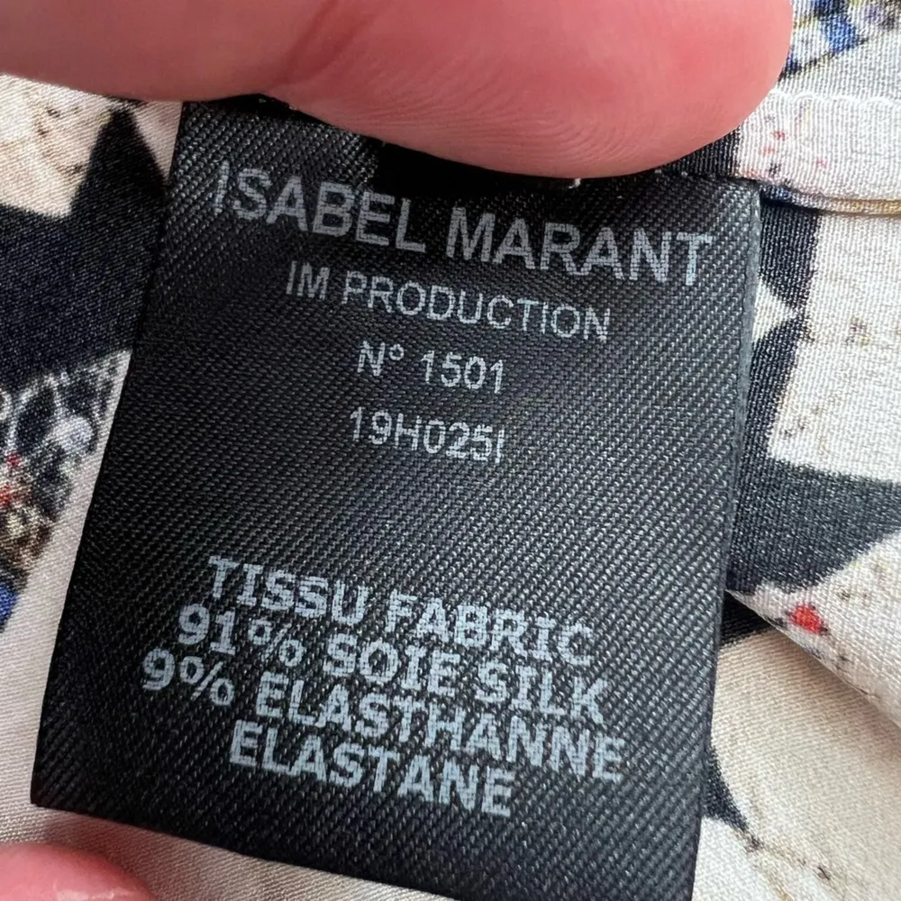 Isabel Marant silk draped skirt quilt geometric print sz 36 - Image 5