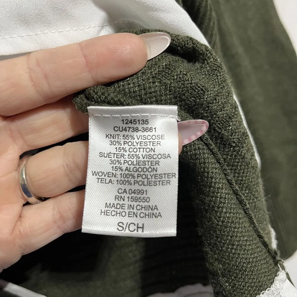 Hilary Radley Sweater Women Small Green Viscose Knit Long Sleeve V-Neck Pullover - Image 4