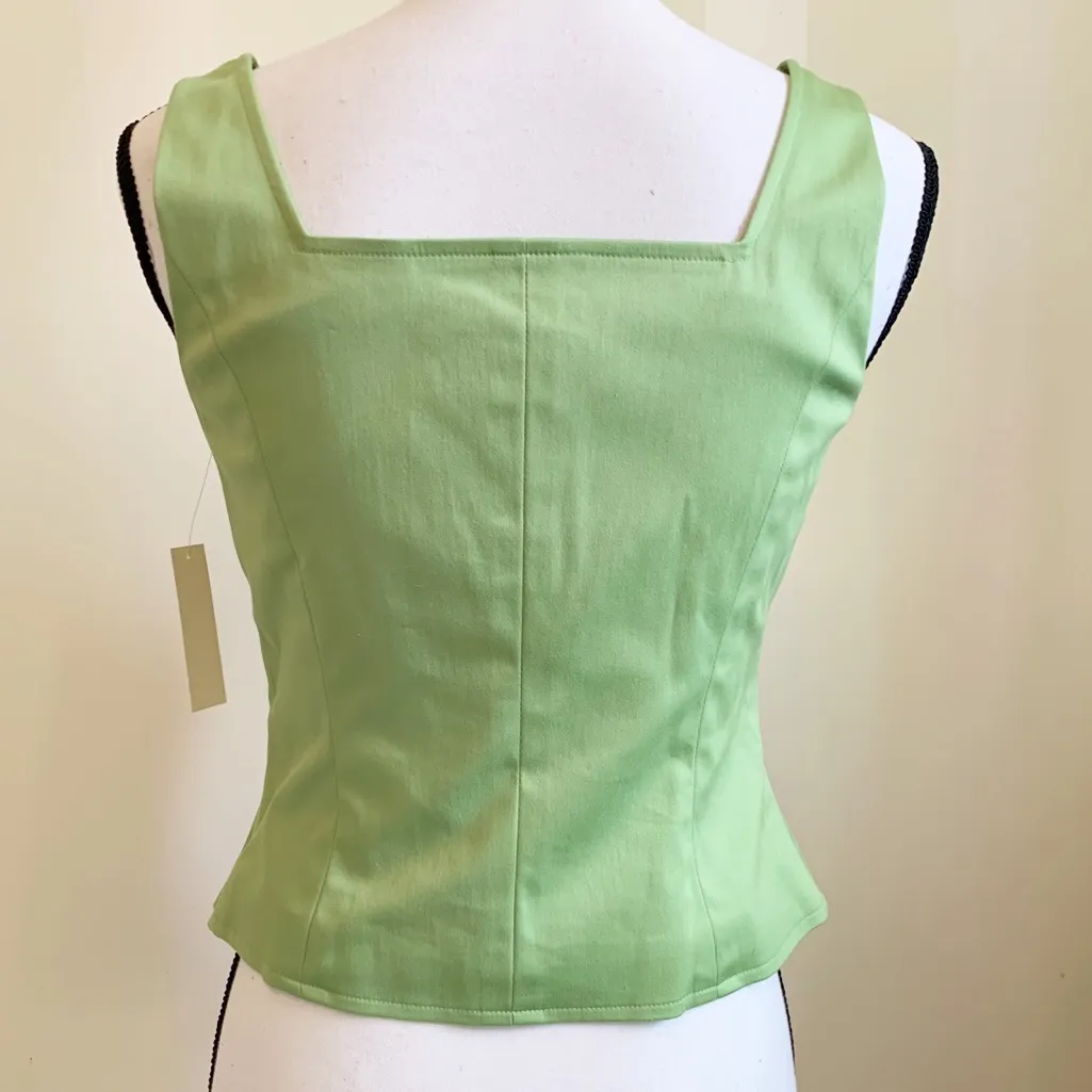Amanda Smith Tailored Green Tank Top Size 2P Square Neck Cropped NWT - Image 3