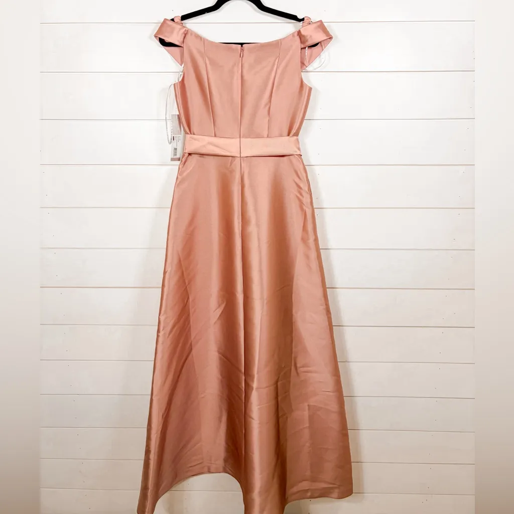 NEW Kay Unger Kitri Pink Satin Beaded Floral Evening Gown, Size 6, MSRP $398 - Image 13