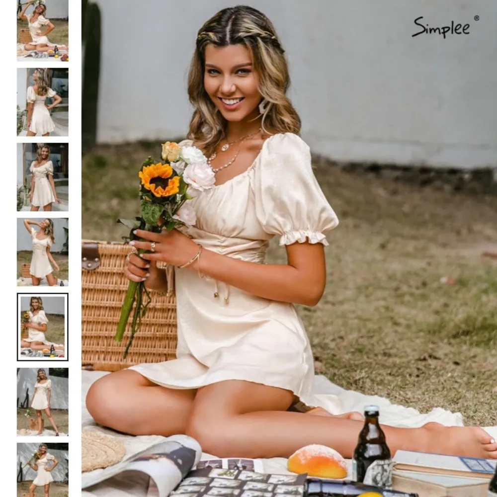 Simplee Sweetheart Neck Tie Front Ruched Dress - Image 5