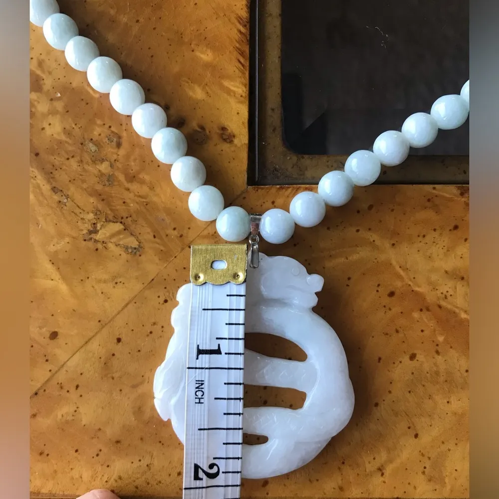Natural Jade Sterling Silver Dragon Necklace - Image 3