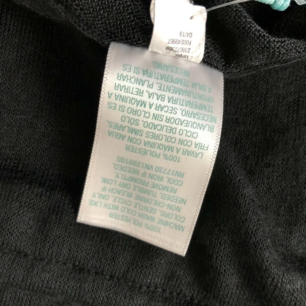 Kona Sol Swim Cover Maxi Dress Knit Semi Sheer Drawstring Waist Black S - Image 4