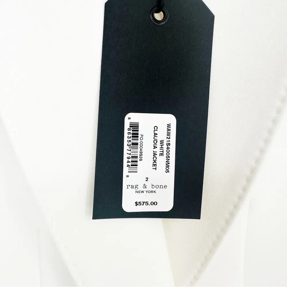 NEW Rag & Bone Claudia Peak Tailored Blazer Jacket One Button White Women's 2 - Image 8