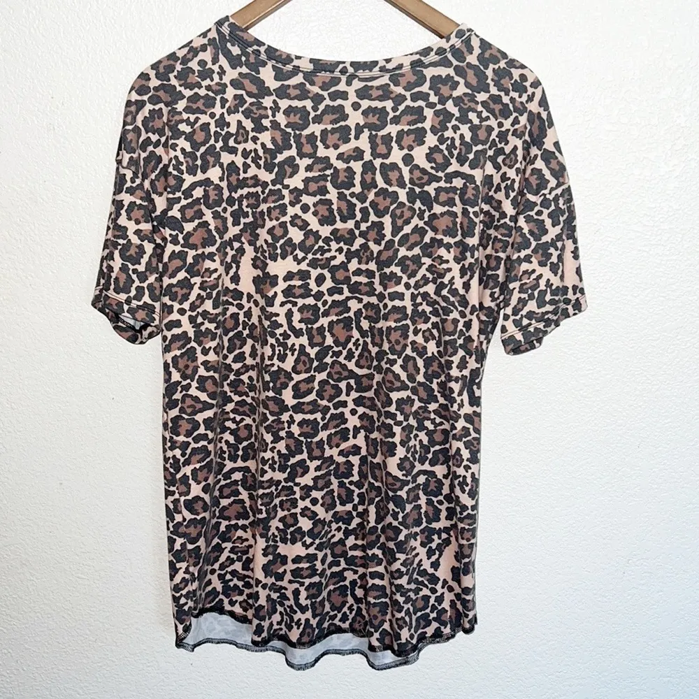 Crazy Train  Leopard Print Short Sleeve Keyhole V Neck Top - Image 8