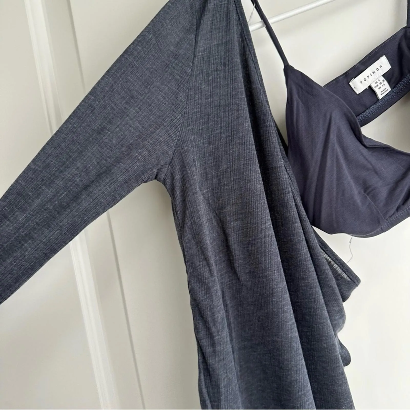 Topshop Semisheer One-Shoulder Top Gray NWT Small - Image 9