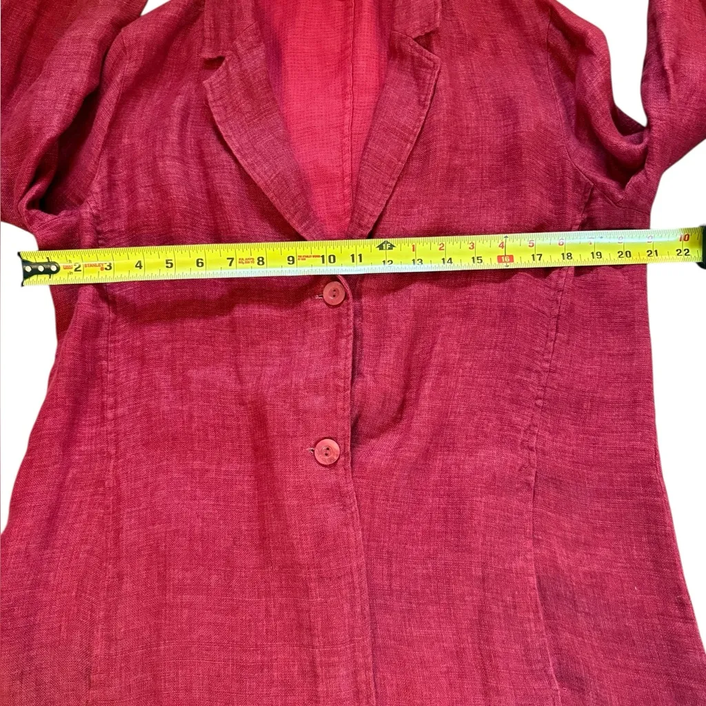 Eileen Fisher Jacket Organic Linen Doubleweave Coat Pocket Women’s Medium Red - Image 15
