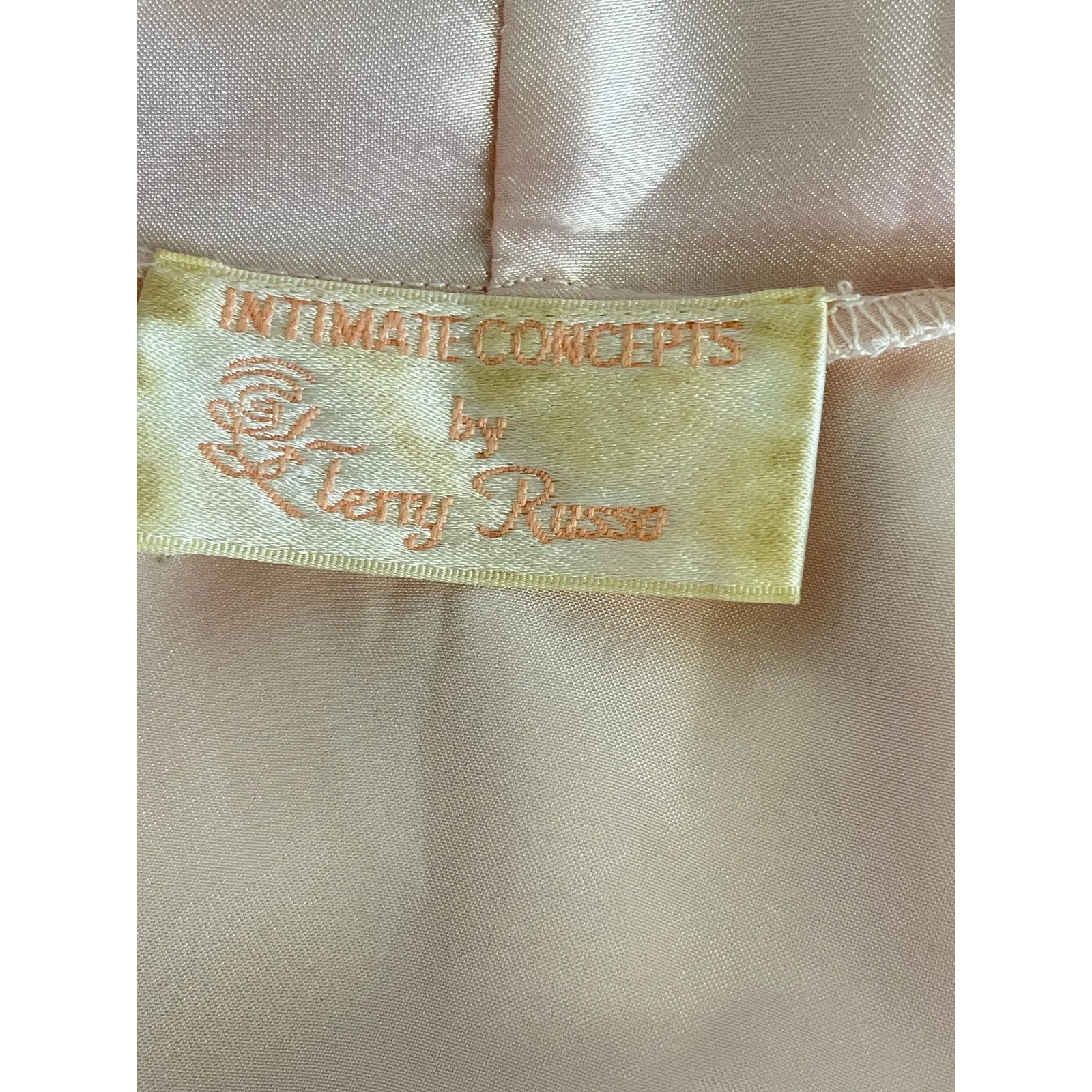 Vintage Intimate Concepts by Terry Russo Pink Floral Lace Applique Satin Robe Size M - Image 4