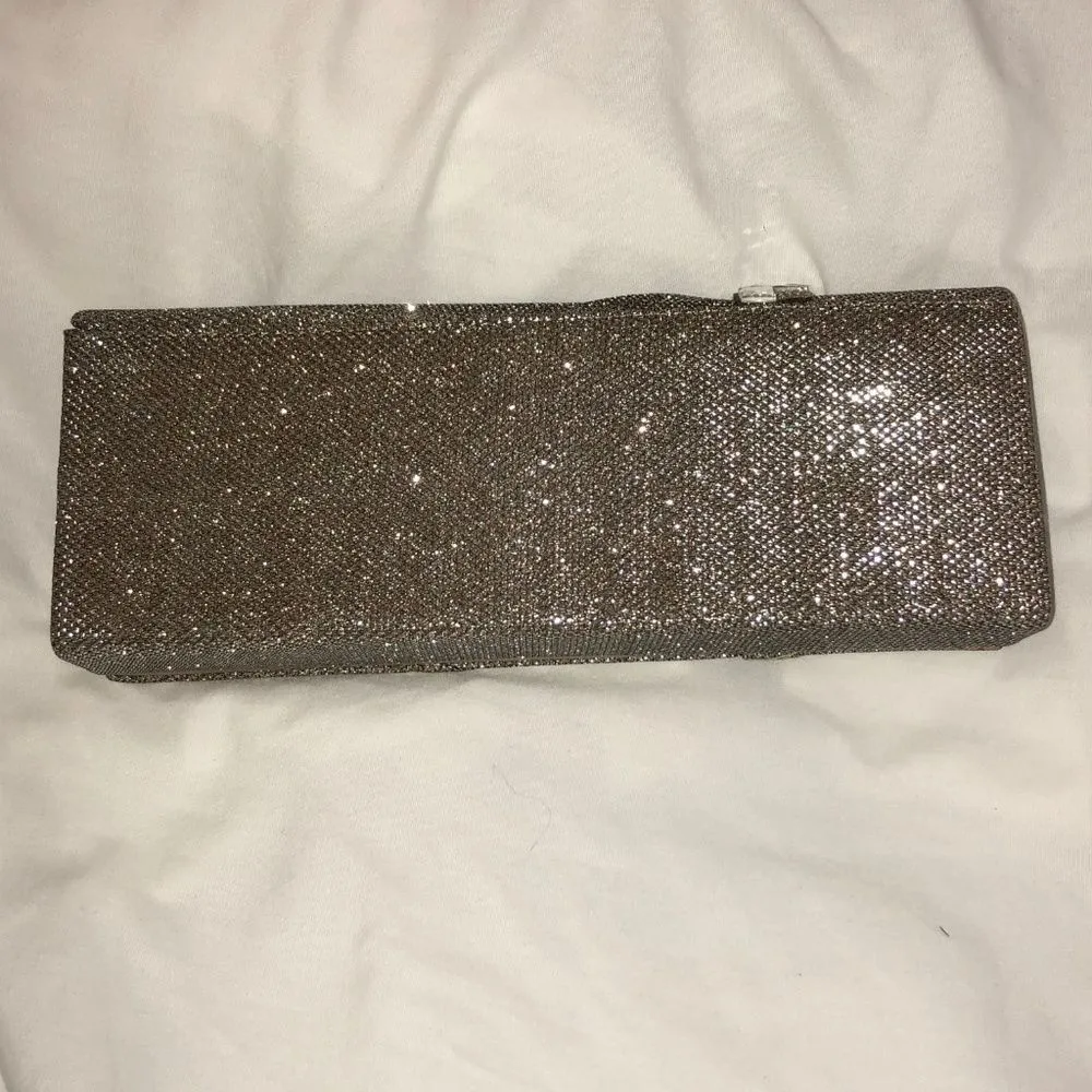 Jessica McClintock Silver Rectangle Clutch New - Image 2