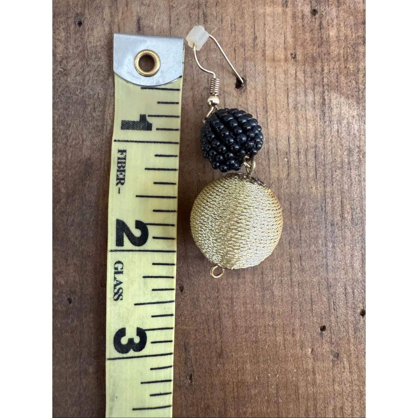 Fashion Gold Thread Black Bead Dangle Earrings - Image 3