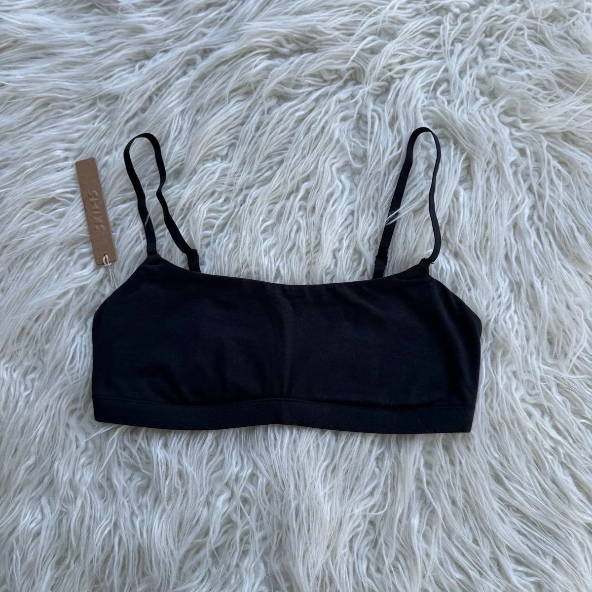 Skims Cotton Jersey Scoop Bralette Soot Size Small - Image 2