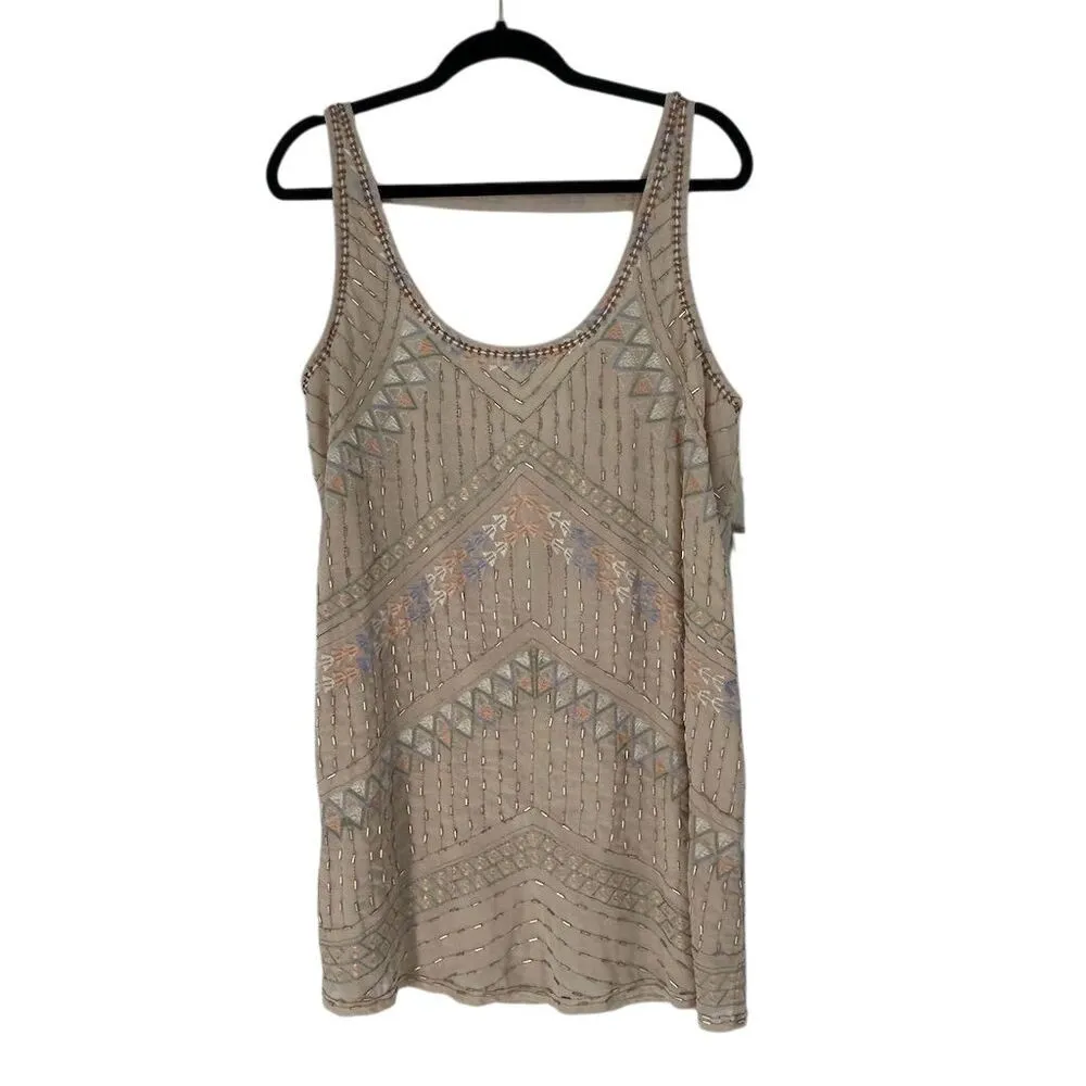 NWOT Free People Tribal Arrows Embellishment Beaded Shift Dress, size M - Image 9