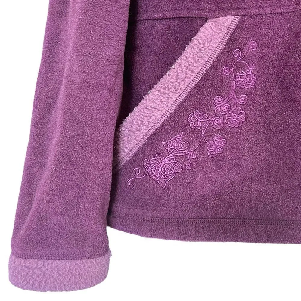 Rare Vintage Patagonia Synchilla Purple Floral Embroidery Full Zip Sherpa Jacket - Image 5