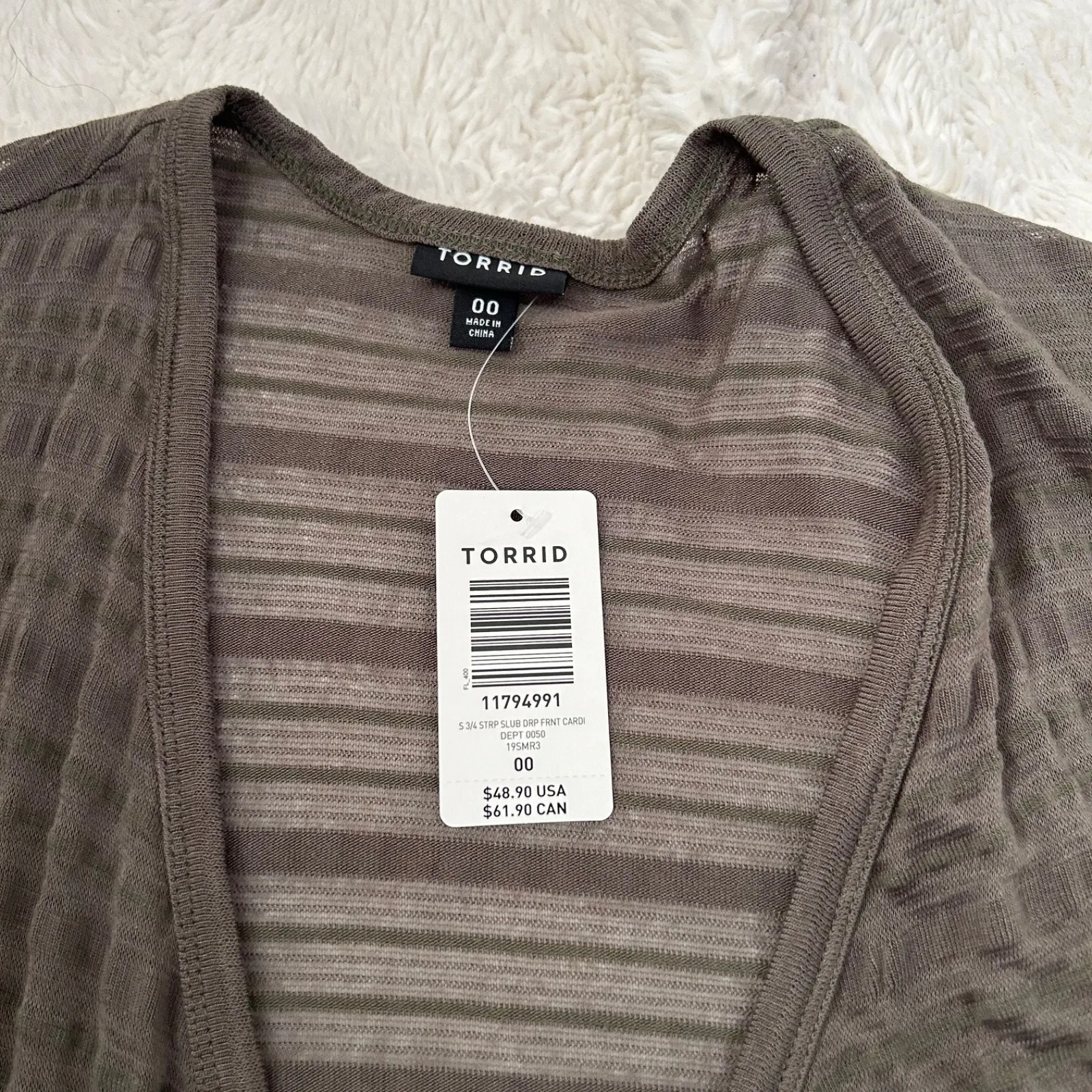 NWT Womens Plus Size Torrid Slub Drape Front Cardigan Dark Brown Size 00 - Image 5