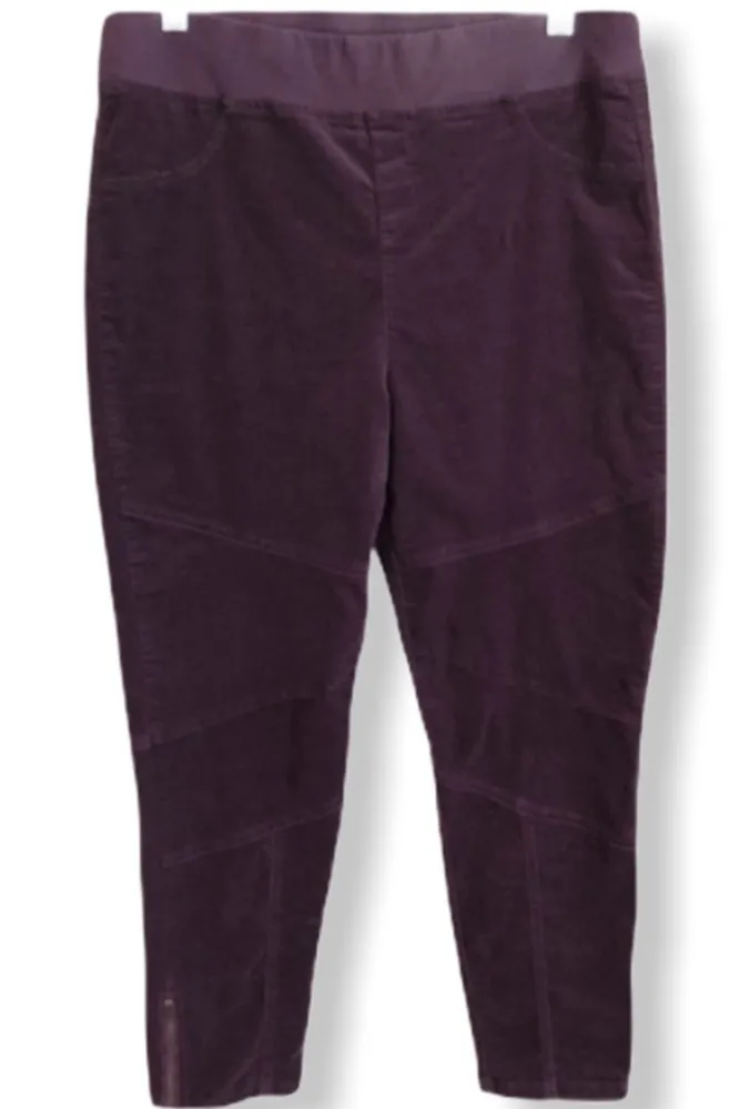 Soft Surroundings Purple Micro Corduroy Moto Style Pull On Pants - Image 1