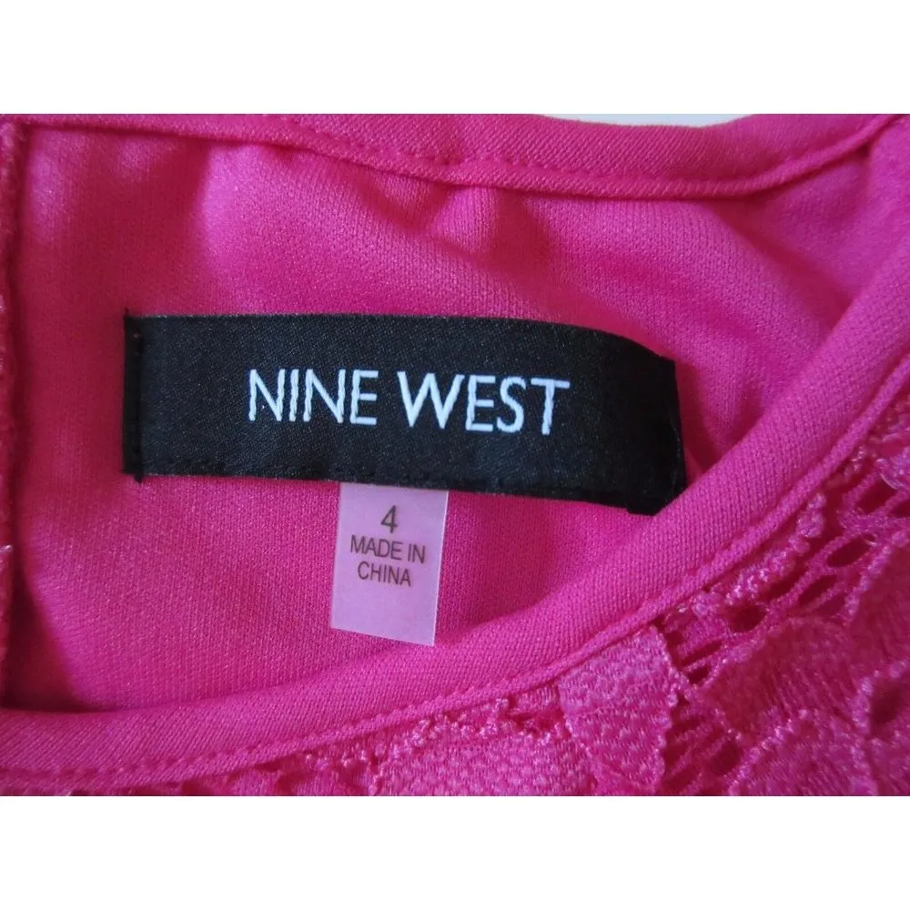 NWT Nine West Candy Pink Cold Shoulder Raglan Sleeve Lace Shift Dress 4 $89 - Image 5