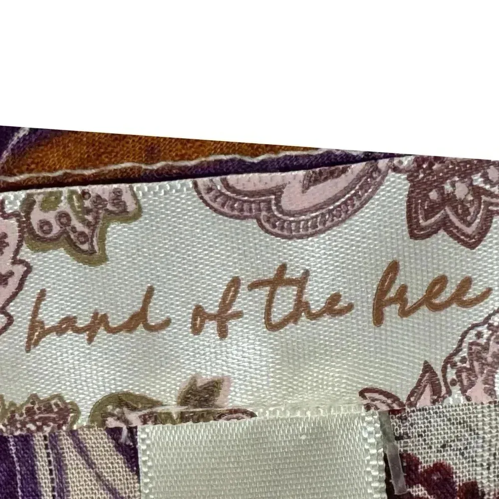 New BAND OF THE FREE Purple Paisley Long Sleeve Mini Dress Boho Lined Sz Large - Image 9