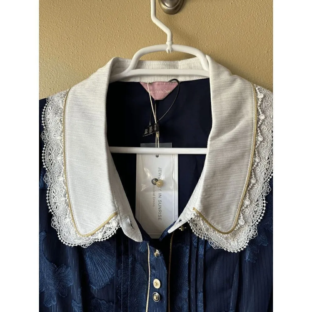 JEWELERY IN SUNRISE Lolita Classical Dress Navy with Seashell Print Size Small Blue - Image 3