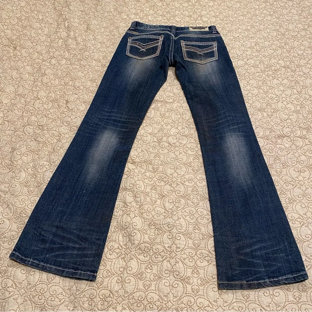 Rock & Roll Cowgirl Women’s Low Rise Blue Flare Wide Leg Jeans Size 25/32 - Image 10