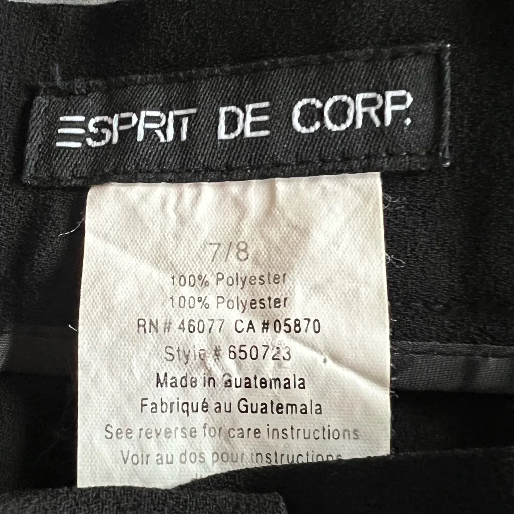 ESPRIT Vintage 90s Black Wide-Leg High Rise Pleated Trousers Dress Pants 7/8 - Image 5