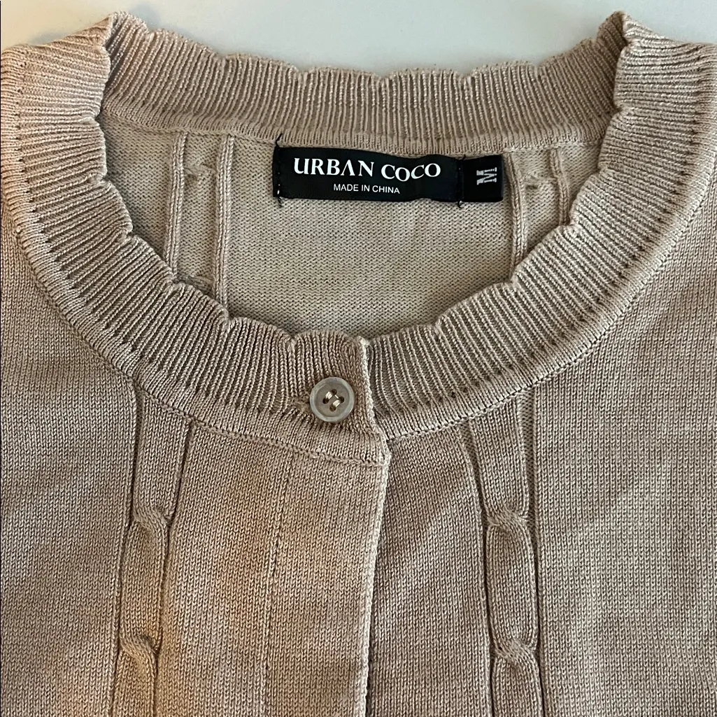 Urban Coco Cable Knit Cardigan Beige Size Medium - Image 5