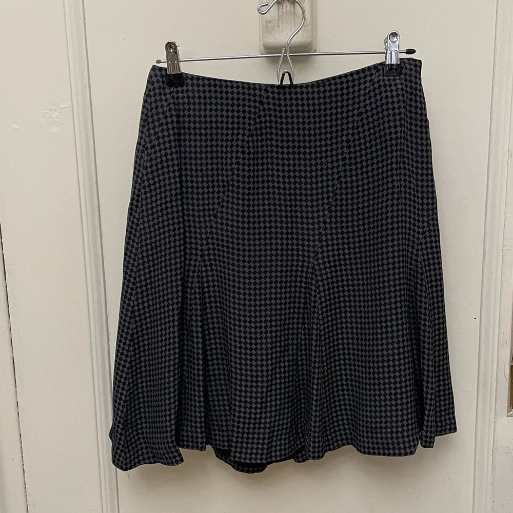 Y2K Vintage Alfani Petites Skirt Black and Gray Check Size 6P - Image 3
