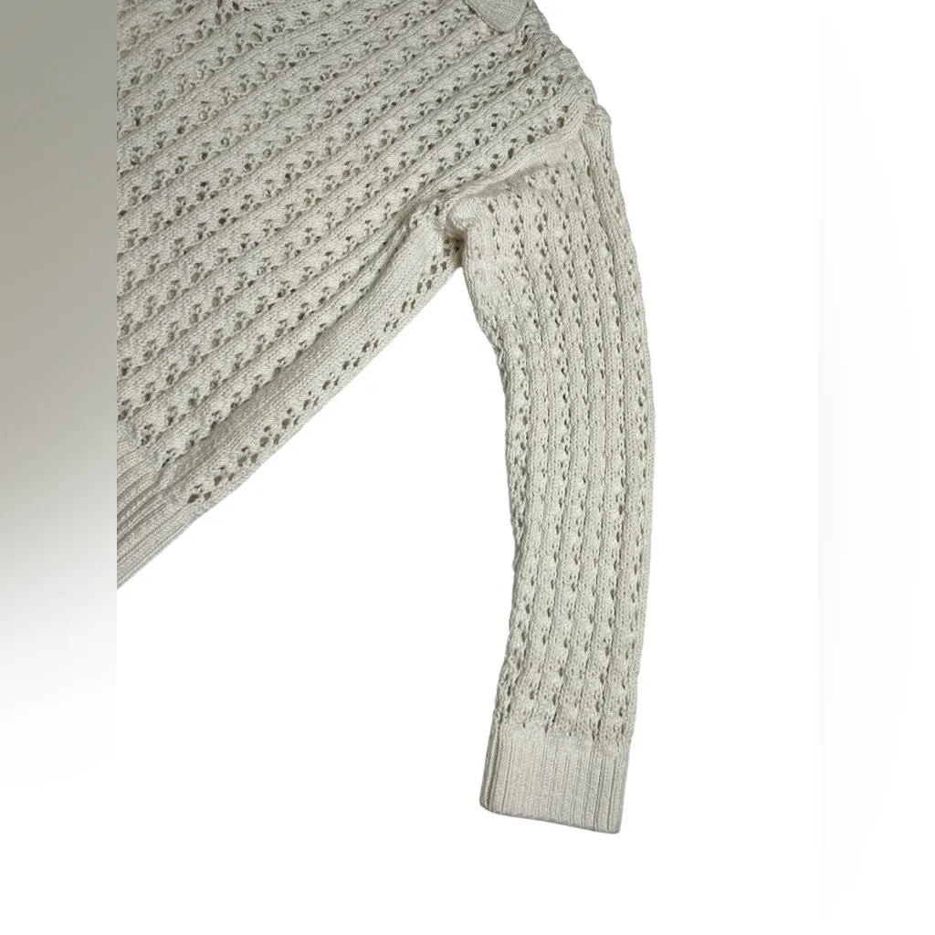 LOFT Petites Women's V-Neck Cream Cable-Knit Sweater | Classic Style Workwear - Image 8