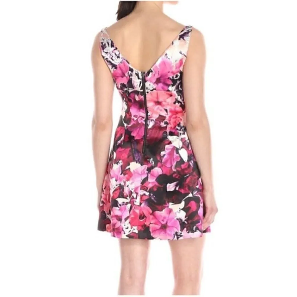 Adrianna Papell Mini Dress 12 NWT Mikado Cocktail Pink Floral Party Vacation - Image 13