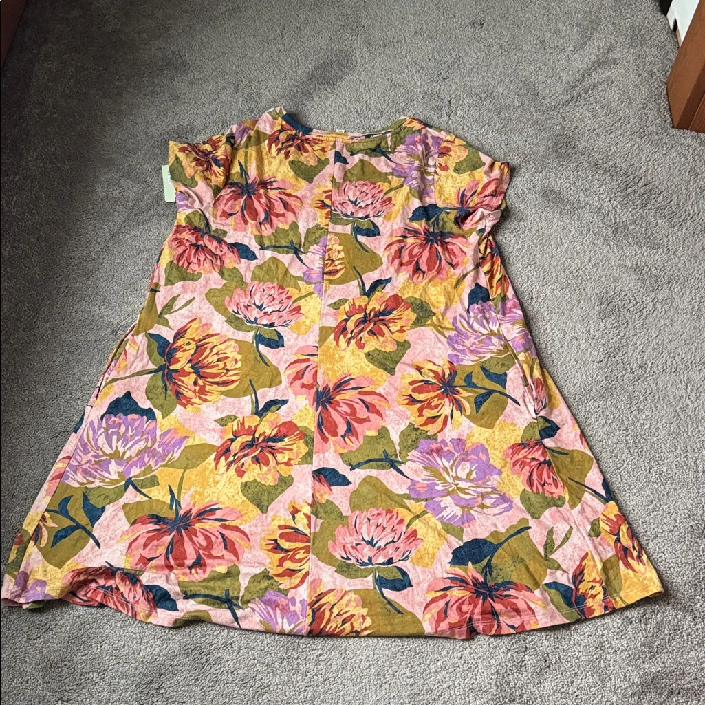 Terry & Sky T-Shirt Swing Knit Floral Dress SIZE 0X - Image 6