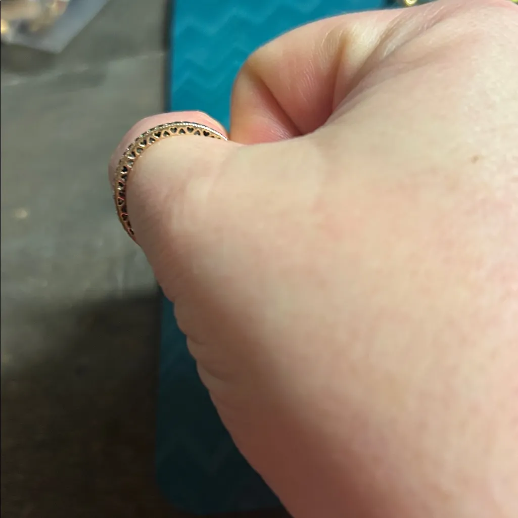 Sparkle & Hearts Pandora 14k Rose Gold Plated 925 Silver Diamond Band Womens 9 - Image 3