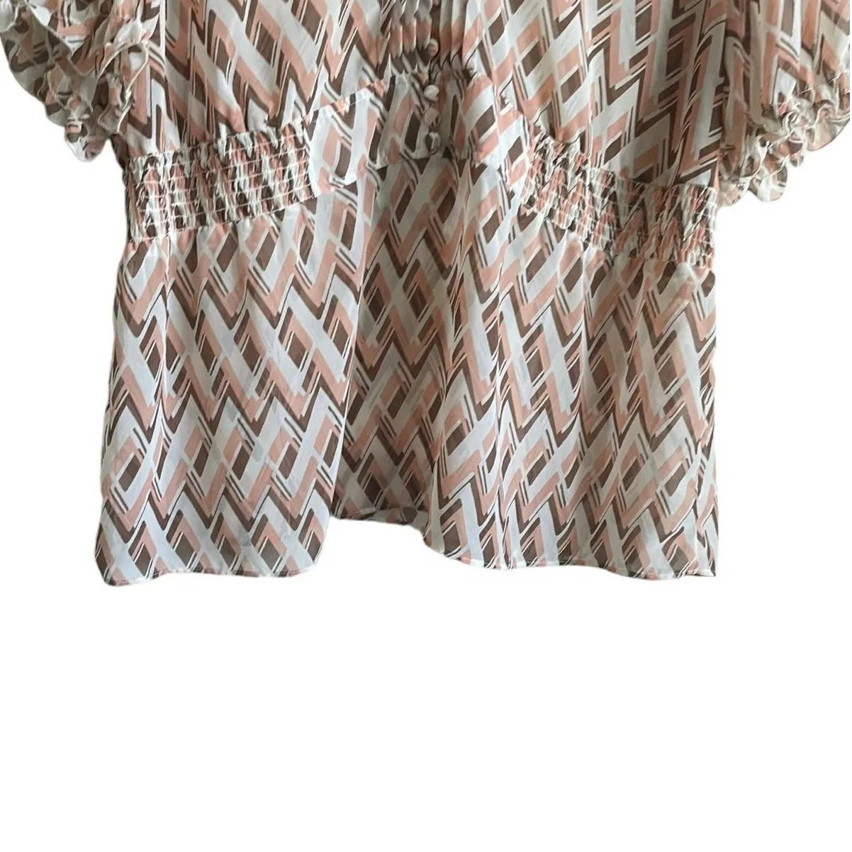 Lane Bryant Women Top Size 18/20 Smock‎ Waist V-Neck Short Sleeve Sheer Workwear - Image 9