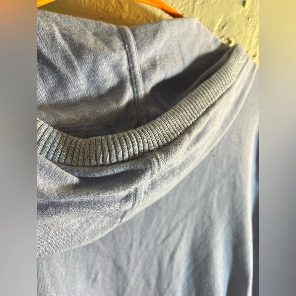 Chico’s Light Blue Zip-Up Hoodie by Zenergy w metallic trim, silver zip, pockets - Image 8