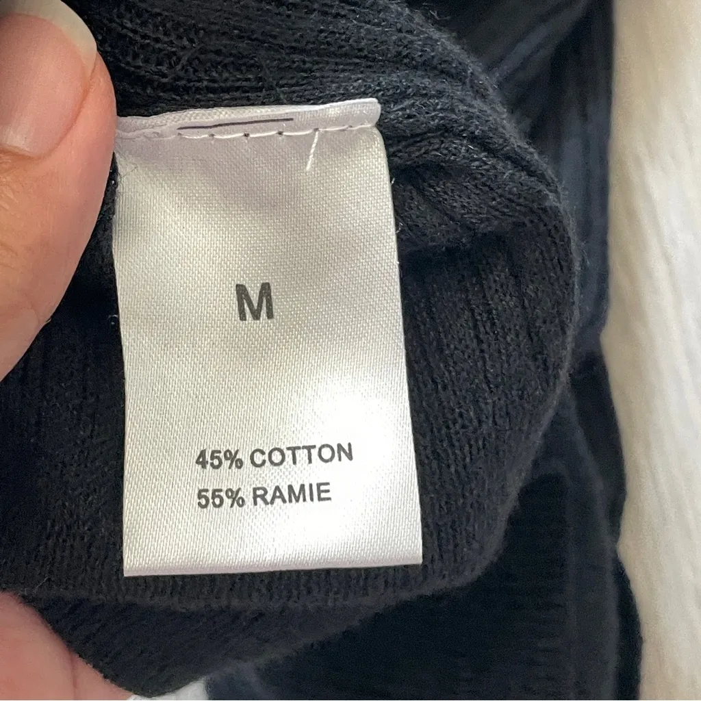 Kerisma Vneck Top cotton ramie knit womens Black (medium) y2k long minimalist - Image 5