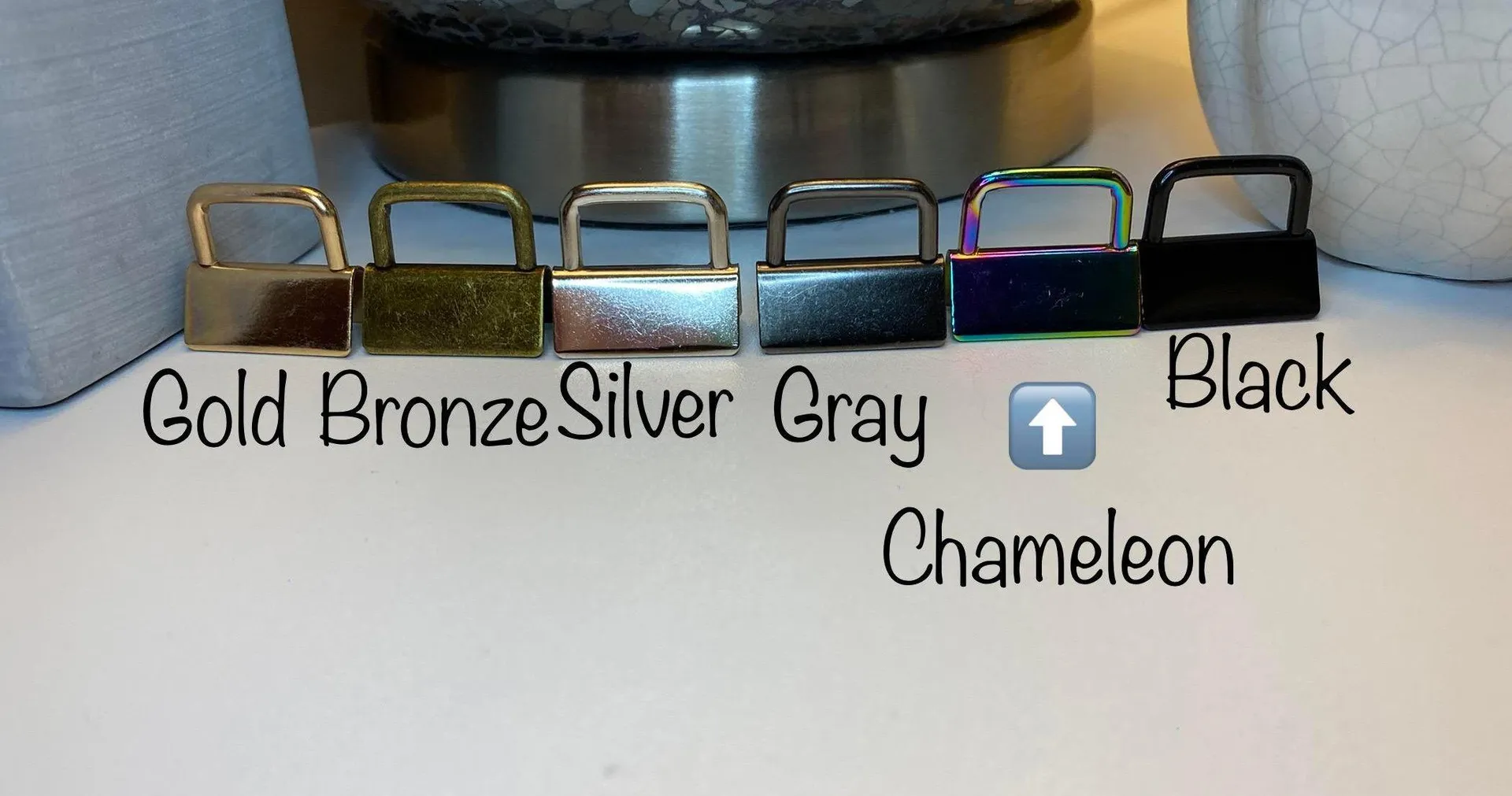 Handmade Faux Leather Keychain Silver - Image 3