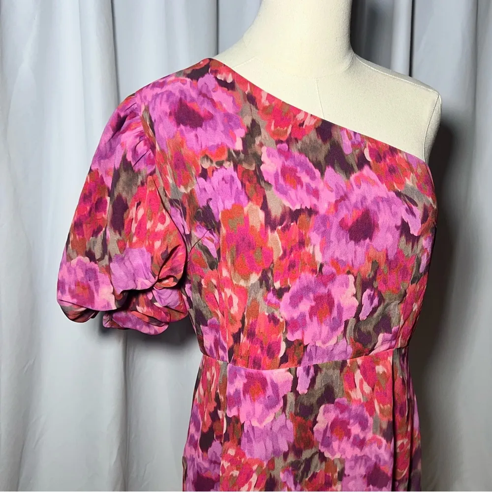 Showpo CLABELLE MIDI DRESS ONE SHOULDER RUFFLE TULIP HEM | 10 NWT Pink - Image 4