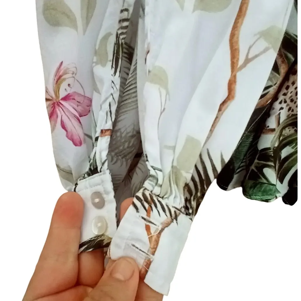 H&M Women's Jungle Blouse NWT 14 Animal Print Jaguar Cat Oversized Tropical - Image 7