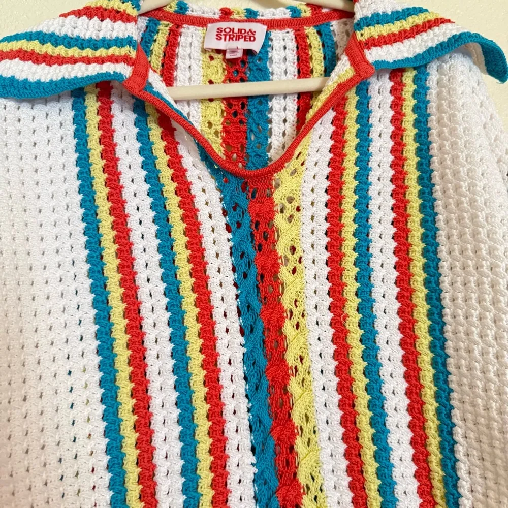 Solid & Striped The Lola Pullover Crochet Long Sleeved Split Cuffs - Image 11