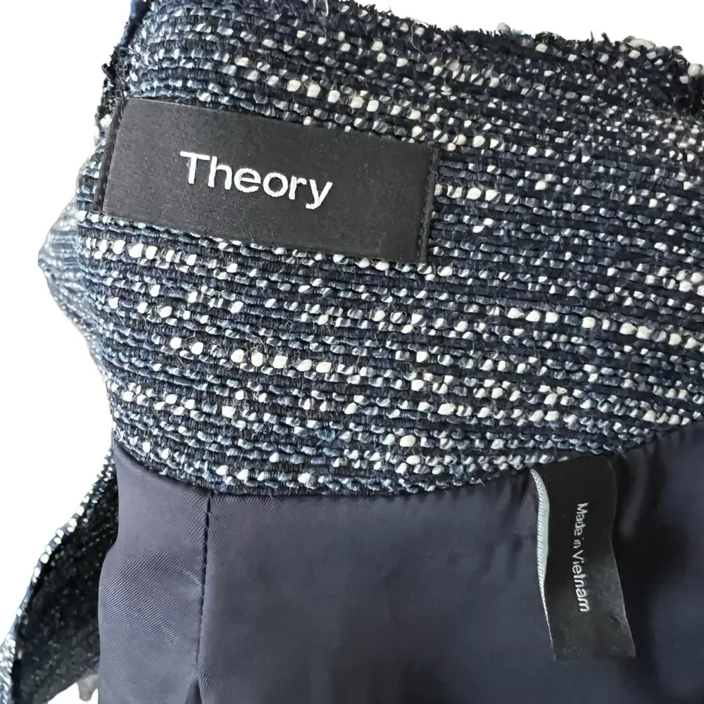 THEORY Ualana Tweed Open Front Blazer Sz 10 - Image 9