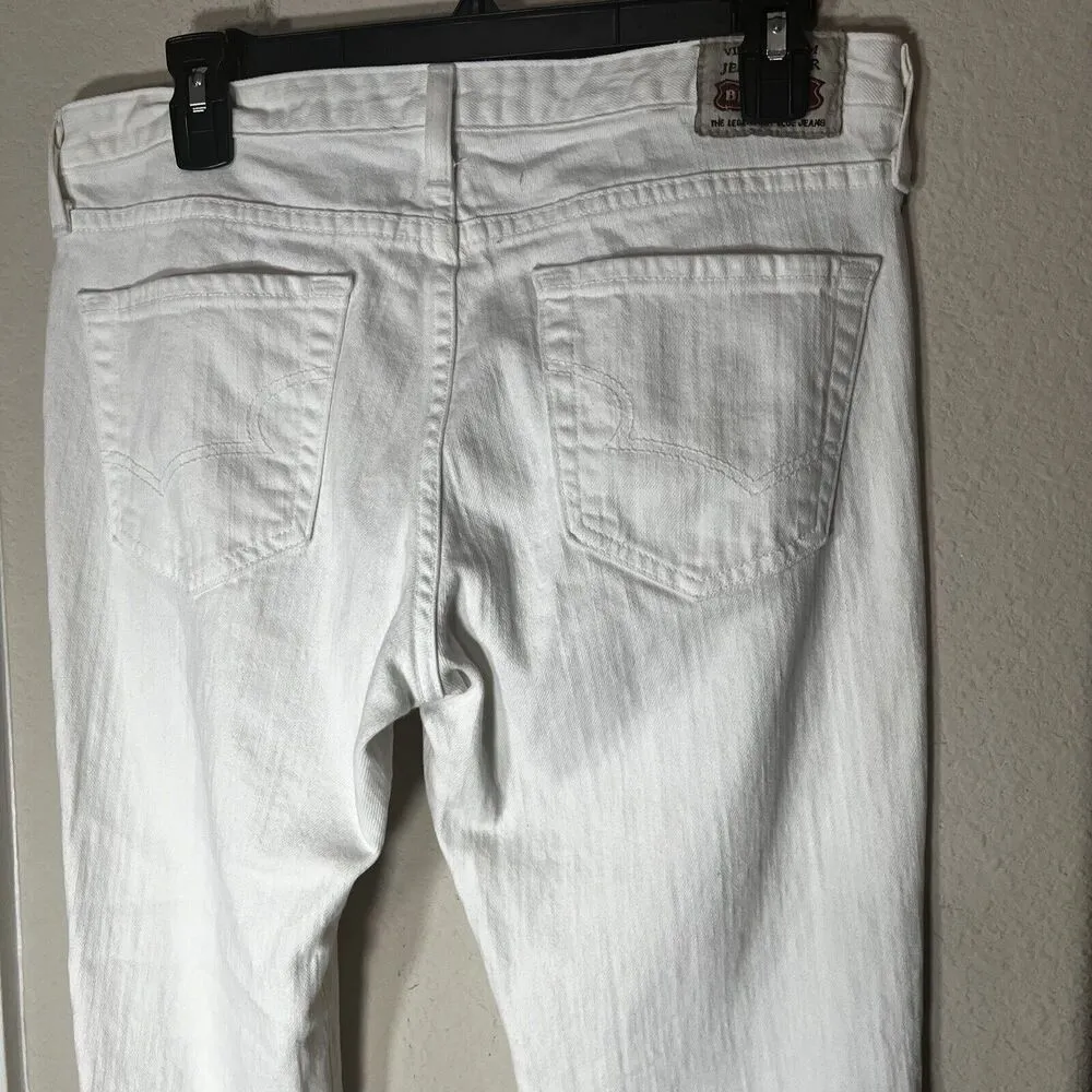 Big Star Mia Boot Cut Jeans White Denim Cotton Stretch Women's 30R raw hem - Image 5