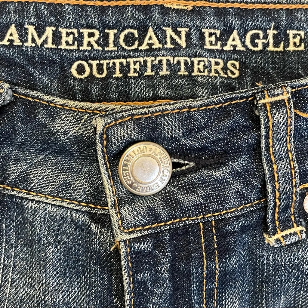 American Eagle Hi Rise Distressed Denim Festival Lace Shorts  2 - Image 6